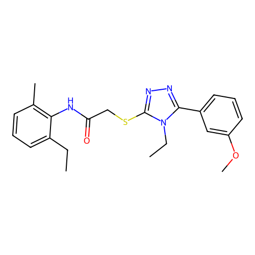 2-{[4-ethyl-5-(3-methoxyphenyl)-4H-1,2,4-triazol-3-yl]sulfanyl}-N-(2-ethyl-6-methylphenyl)acetamide structure
