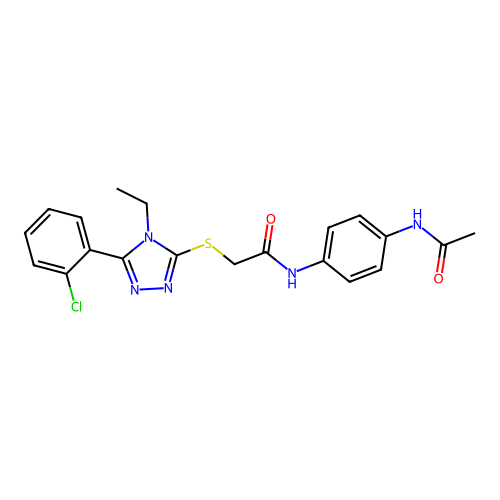 N-(4-acetamidophenyl)-2-((5-(2-chlorophenyl)-4-ethyl-4H-1,2,4-triazol-3-yl)thio)acetamide structure