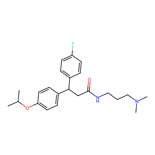 N-(3-(dimethylamino)propyl)-3-(4-fluorophenyl)-3-(4-isopropoxyphenyl)propanamide structure