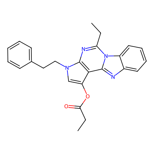 5-ethyl-3-phenethyl-3H-benzo[4,5]imidazo[1,2-c]pyrrolo[3,2-e]pyrimidin-1-yl propionate structure