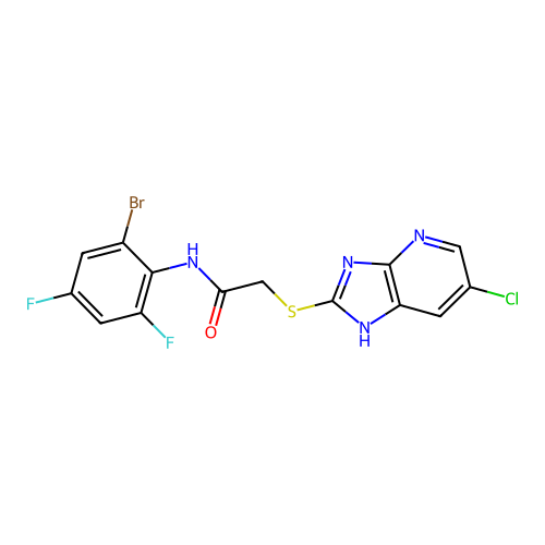 N-(2-bromo-4,6-difluorophenyl)-2-[(6-chloro-1H-imidazo[4,5-b]pyridin-2-yl)sulfanyl]acetamide structure