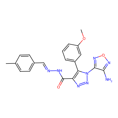 (E)-1-(4-amino-1,2,5-oxadiazol-3-yl)-5-(3-methoxyphenyl)-N'-(4-methylbenzylidene)-1H-1,2,3-triazole-4-carbohydrazide structure