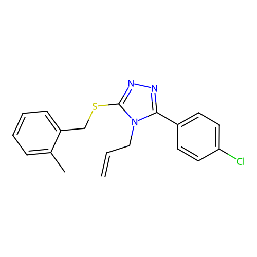 4-allyl-3-(4-chlorophenyl)-5-((2-methylbenzyl)thio)-4H-1,2,4-triazole structure