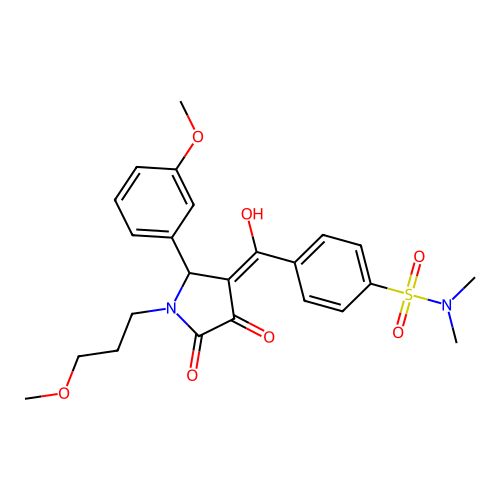 4-(4-hydroxy-2-(3-methoxyphenyl)-1-(3-methoxypropyl)-5-oxo-2,5-dihydro-1H-pyrrole-3-carbonyl)-N,N-dimethylbenzenesulfonamide structure