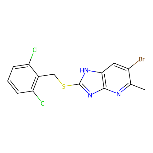 6-bromo-2-[(2,6-dichlorobenzyl)sulfanyl]-5-methyl-1H-imidazo[4,5-b]pyridine structure