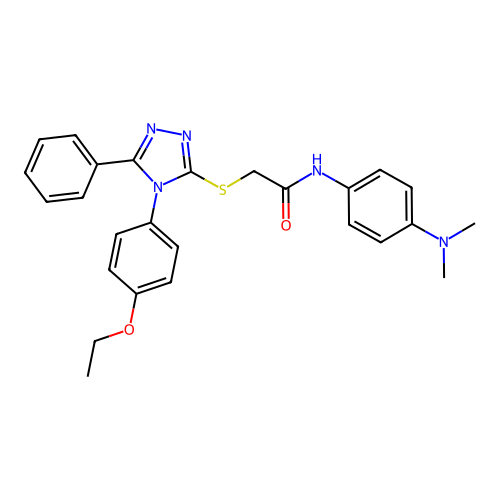 N-(4-dimethylaminophenyl)-2-[[4-(4-ethoxyphenyl)-5-phenyl-1,2,4-triazol-3-yl]sulfanyl]acetamide structure
