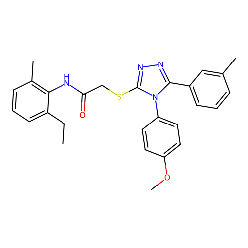 N-(2-ethyl-6-methylphenyl)-2-{[4-(4-methoxyphenyl)-5-(3-methylphenyl)-4H-1,2,4-triazol-3-yl]sulfanyl}acetamide structure