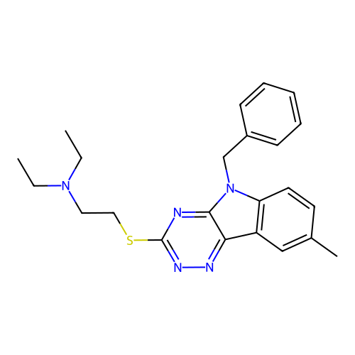 [2-(5-Benzyl-8-methyl-5H-[1,2,4]triazino[5,6-b]indol-3-ylsulfanyl)-ethyl]-diethyl-amine structure
