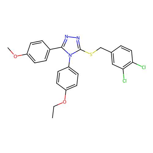3-[(3,4-dichlorophenyl)methylsulfanyl]-4-(4-ethoxyphenyl)-5-(4-methoxyphenyl)-1,2,4-triazole structure