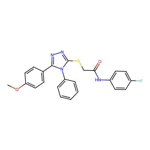 N-(4-fluorophenyl)-2-{[5-(4-methoxyphenyl)-4-phenyl-4H-1,2,4-triazol-3-yl]sulfanyl}acetamide structure