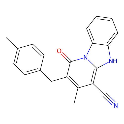 1-Hydroxy-3-methyl-2-(4-methyl-benzyl)-benzo[4,5]imidazo[1,2-a]pyridine-4-carbonitrile structure