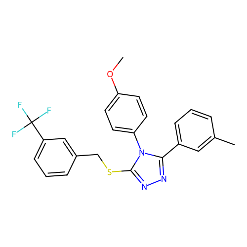 4-(4-methoxyphenyl)-3-(m-tolyl)-5-((3-(trifluoromethyl)benzyl)thio)-4H-1,2,4-triazole structure
