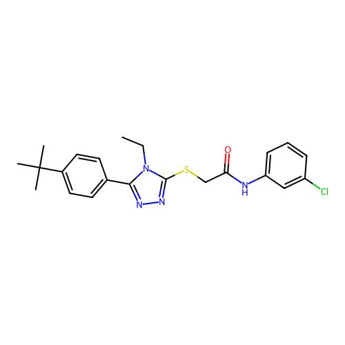 2-((5-(4-(tert-butyl)phenyl)-4-ethyl-4H-1,2,4-triazol-3-yl)thio)-N-(3-chlorophenyl)acetamide structure
