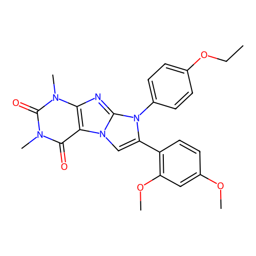 7-(2,4-dimethoxyphenyl)-8-(4-ethoxyphenyl)-1,3-dimethyl-1H-imidazo[2,1-f]purine-2,4(3H,8H)-dione structure