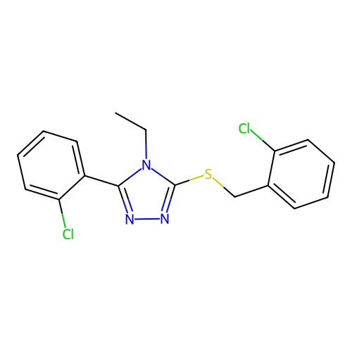 3-[(2-chlorobenzyl)sulfanyl]-5-(2-chlorophenyl)-4-ethyl-4H-1,2,4-triazole structure