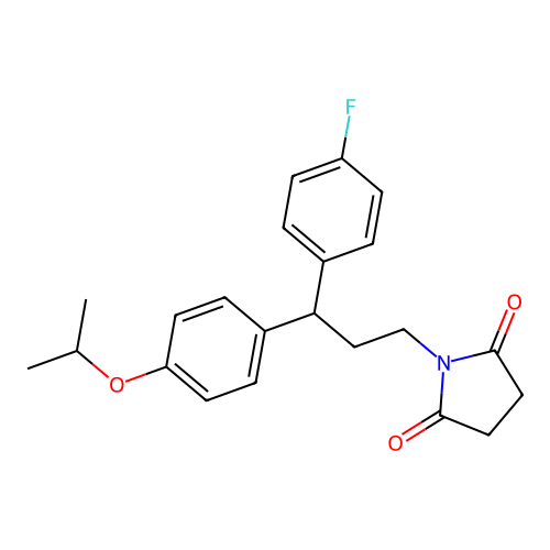 1-{3-(4-Fluorophenyl)-3-[4-(propan-2-yloxy)phenyl]propyl}pyrrolidine-2,5-dione structure
