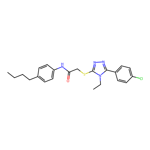 N-(4-butylphenyl)-2-[[5-(4-chlorophenyl)-4-ethyl-1,2,4-triazol-3-yl]sulfanyl]acetamide structure