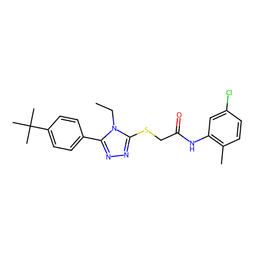 2-((5-(4-(tert-butyl)phenyl)-4-ethyl-4H-1,2,4-triazol-3-yl)thio)-N-(5-chloro-2-methylphenyl)acetamide structure