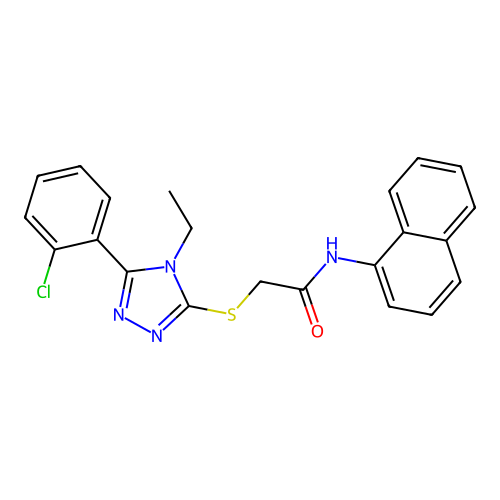2-((5-(2-chlorophenyl)-4-ethyl-4H-1,2,4-triazol-3-yl)thio)-N-(naphthalen-1-yl)acetamide structure