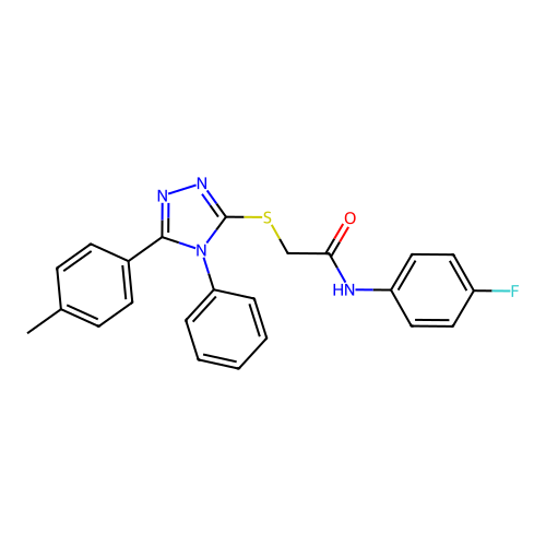 N-(4-fluorophenyl)-2-{[5-(4-methylphenyl)-4-phenyl-4H-1,2,4-triazol-3-yl]sulfanyl}acetamide structure
