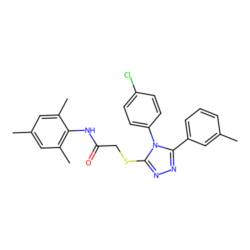 2-{[4-(4-chlorophenyl)-5-(3-methylphenyl)-4H-1,2,4-triazol-3-yl]sulfanyl}-N-(2,4,6-trimethylphenyl)acetamide structure