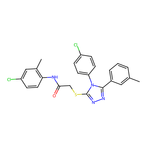 N-(4-chloro-2-methylphenyl)-2-{[4-(4-chlorophenyl)-5-(3-methylphenyl)-4H-1,2,4-triazol-3-yl]sulfanyl}acetamide structure