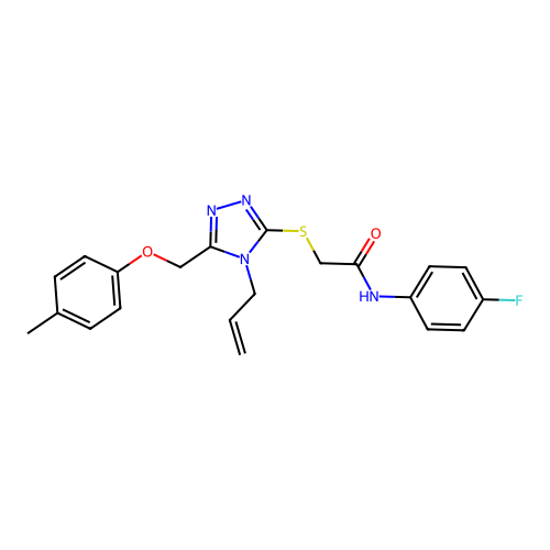 2-((4-allyl-5-((p-tolyloxy)methyl)-4H-1,2,4-triazol-3-yl)thio)-N-(4-fluorophenyl)acetamide structure