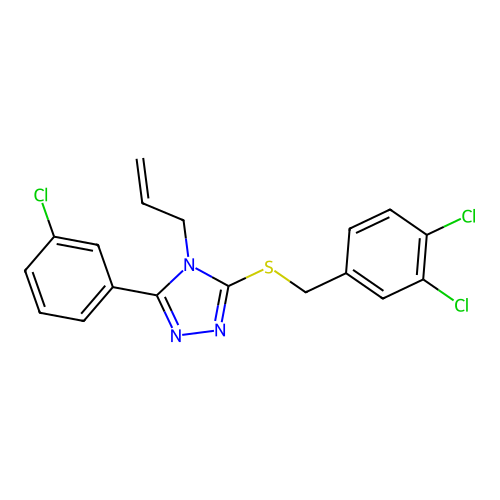3-(3-chlorophenyl)-5-[(3,4-dichlorophenyl)methylsulfanyl]-4-prop-2-enyl-1,2,4-triazole structure