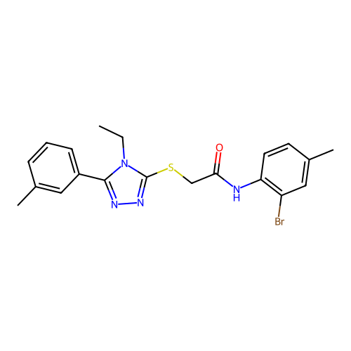 N-(2-bromo-4-methylphenyl)-2-{[4-ethyl-5-(3-methylphenyl)-4H-1,2,4-triazol-3-yl]sulfanyl}acetamide structure