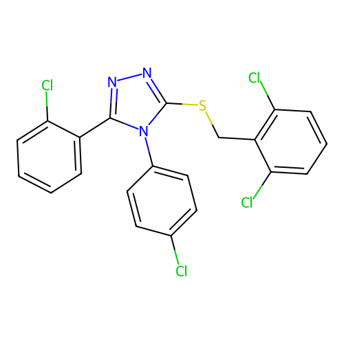 3-(2-chlorophenyl)-4-(4-chlorophenyl)-5-[(2,6-dichlorophenyl)methylsulfanyl]-1,2,4-triazole structure