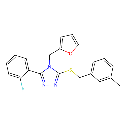 3-(2-fluorophenyl)-4-(furan-2-ylmethyl)-5-((3-methylbenzyl)thio)-4H-1,2,4-triazole structure