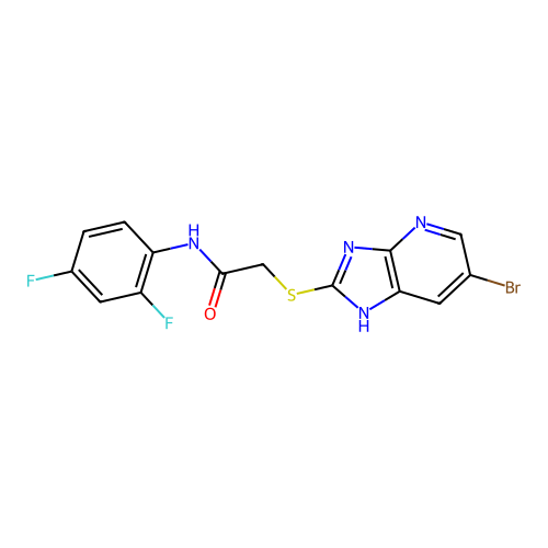 2-((6-bromo-3H-imidazo[4,5-b]pyridin-2-yl)thio)-N-(2,4-difluorophenyl)acetamide structure