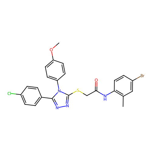 N-(4-bromo-2-methylphenyl)-2-((5-(4-chlorophenyl)-4-(4-methoxyphenyl)-4H-1,2,4-triazol-3-yl)thio)acetamide structure