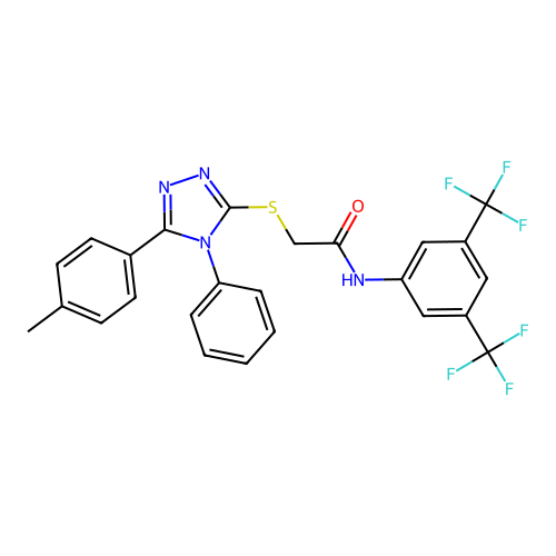 N-(3,5-bis(trifluoromethyl)phenyl)-2-((4-phenyl-5-(p-tolyl)-4H-1,2,4-triazol-3-yl)thio)acetamide structure