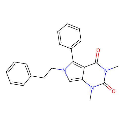 1,3-dimethyl-6-phenethyl-5-phenylpyrrolo[3,4-d]pyrimidine-2,4-dione structure