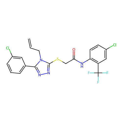2-((4-allyl-5-(3-chlorophenyl)-4H-1,2,4-triazol-3-yl)thio)-N-(4-chloro-2-(trifluoromethyl)phenyl)acetamide structure