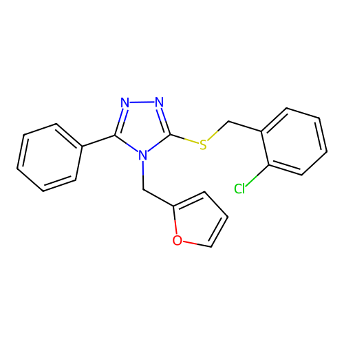 3-[(2-Chlorophenyl)methylthio]-4-(2-furylmethyl)-5-phenyl-1,2,4-triazole structure