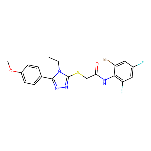 N-(2-bromo-4,6-difluorophenyl)-2-{[4-ethyl-5-(4-methoxyphenyl)-4H-1,2,4-triazol-3-yl]sulfanyl}acetamide structure