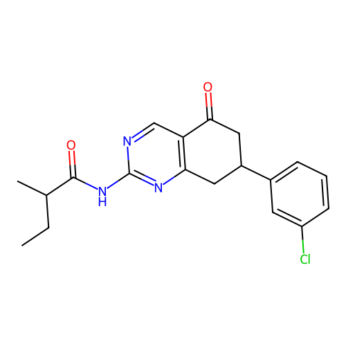 N-[7-(3-chlorophenyl)-5-oxo-5,6,7,8-tetrahydroquinazolin-2-yl]-2-methylbutanamide structure