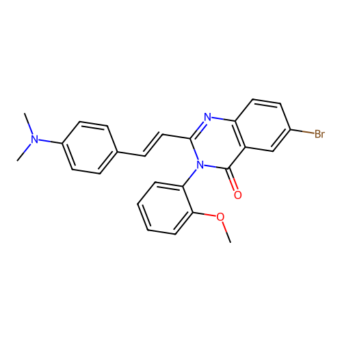 (E)-6-bromo-2-(4-(dimethylamino)styryl)-3-(2-methoxyphenyl)quinazolin-4(3H)-one structure