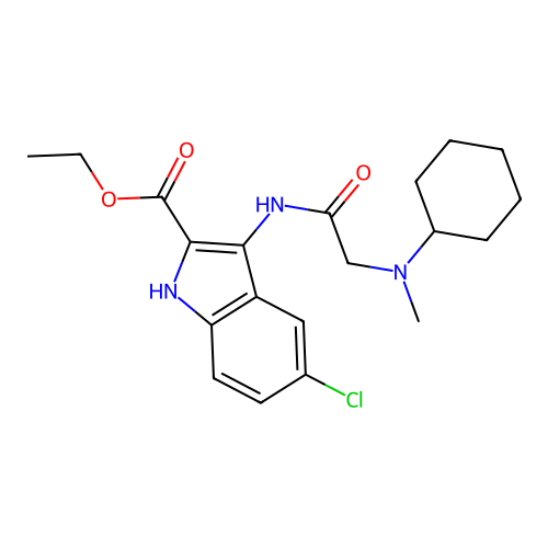 ethyl 5-chloro-3-[(N-cyclohexyl-N-methylglycyl)amino]-1H-indole-2-carboxylate structure