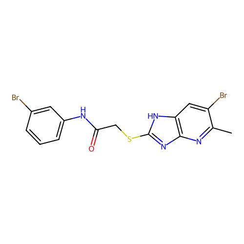 2-[(6-bromo-5-methyl-1H-imidazo[4,5-b]pyridin-2-yl)sulfanyl]-N-(3-bromophenyl)acetamide structure