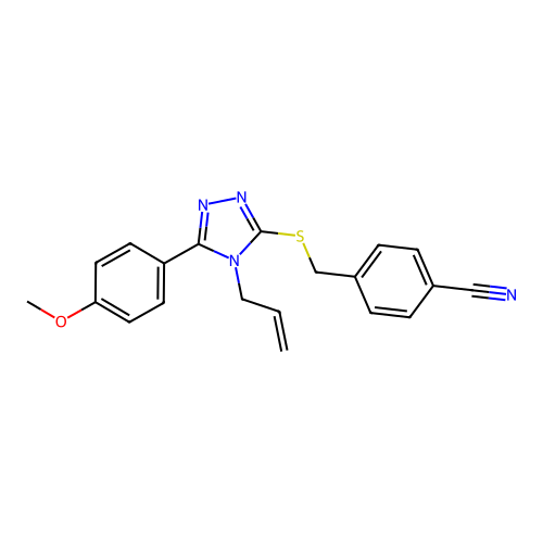 4-({[5-(4-methoxyphenyl)-4-(prop-2-en-1-yl)-4H-1,2,4-triazol-3-yl]sulfanyl}methyl)benzonitrile structure