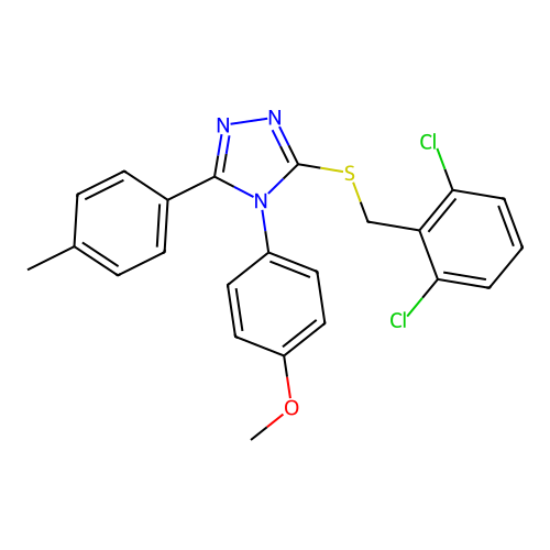 3-[(2,6-dichlorophenyl)methylsulfanyl]-4-(4-methoxyphenyl)-5-(4-methylphenyl)-1,2,4-triazole structure