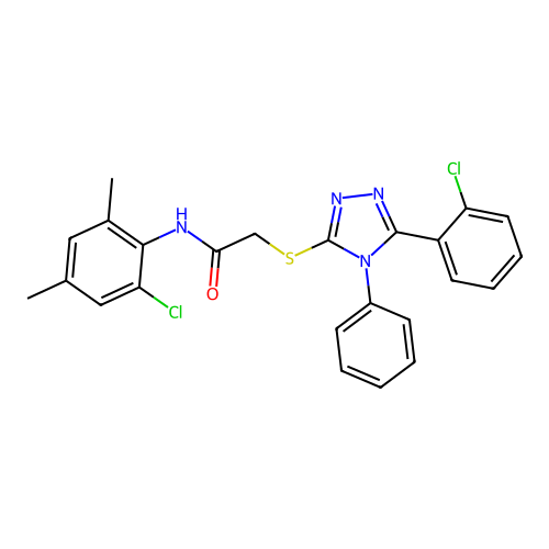 N-(2-chloro-4,6-dimethylphenyl)-2-{[5-(2-chlorophenyl)-4-phenyl-4H-1,2,4-triazol-3-yl]sulfanyl}acetamide structure