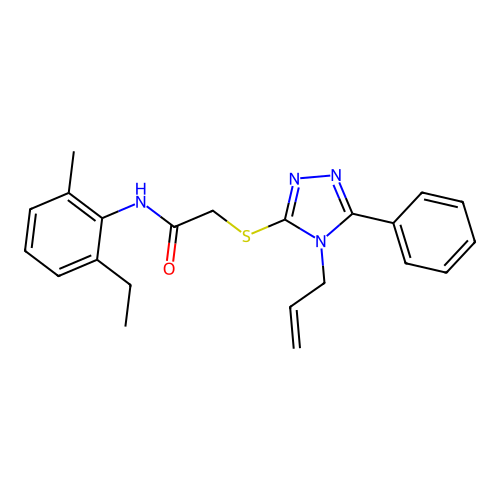 N-(2-ethyl-6-methylphenyl)-2-{[5-phenyl-4-(prop-2-en-1-yl)-4H-1,2,4-triazol-3-yl]sulfanyl}acetamide structure
