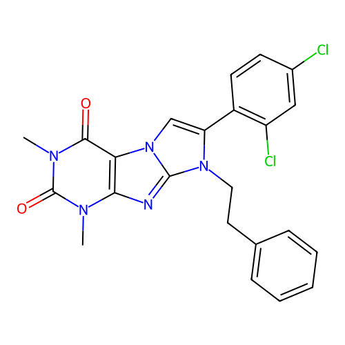 7-(2,4-dichlorophenyl)-2,4-dimethyl-6-phenethylpurino[7,8-a]imidazole-1,3-dione structure