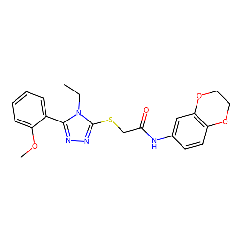 N-(2,3-dihydro-1,4-benzodioxin-6-yl)-2-{[4-ethyl-5-(2-methoxyphenyl)-4H-1,2,4-triazol-3-yl]sulfanyl}acetamide structure