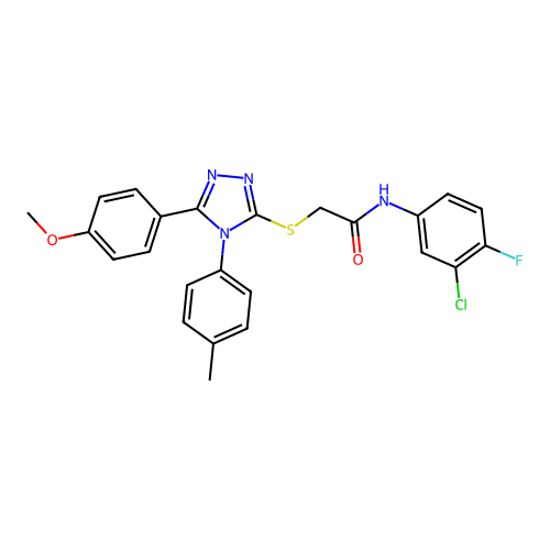N-(3-chloro-4-fluorophenyl)-2-{[5-(4-methoxyphenyl)-4-(4-methylphenyl)-4H-1,2,4-triazol-3-yl]sulfanyl}acetamide structure