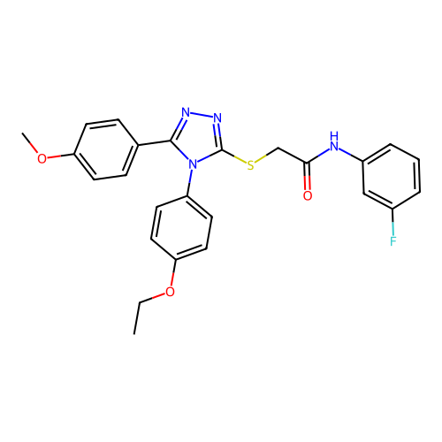 2-{[4-(4-ethoxyphenyl)-5-(4-methoxyphenyl)-4H-1,2,4-triazol-3-yl]sulfanyl}-N-(3-fluorophenyl)acetamide structure